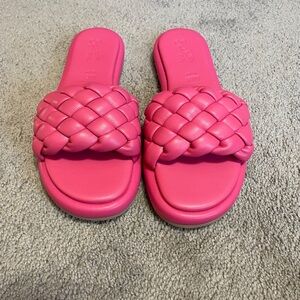 Women's Pink Braided Slide Sandals